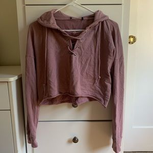 y2k mauve lace up hoodie